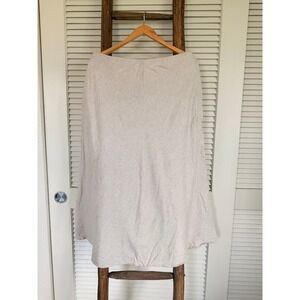 Zara Linen Midi Skirt A Line Neutral Tan Beige Casual Lightweight Summer SIze L